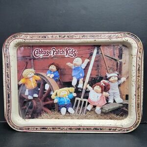 Vintage 1984 Cabbage Patch Kids Metal Lap TV Tray Farm Scene POOR CONDITION